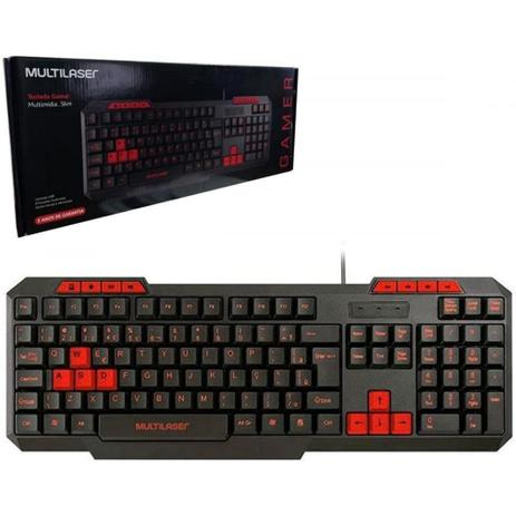 Teclado Gamer Multilaser Teclas Com Atalhos USB Teclado Silencioso - Teclado - Multilaser - unidade    Cod. TC160